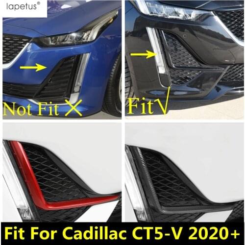 Front Bumper Fog Lights Lamps Eyelid Eyebrow Stripes Cover Trim Red / Carbon Fiber Look Accessories For Cadillac CT5-V 2020 2021