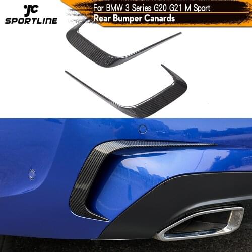 Car Rear Bumper Splitters Vent Fins For BMW 3 Series G20 G28 330i M-Sport 2020-2021 Rear Bumper Wind Canards Carbon Fiber