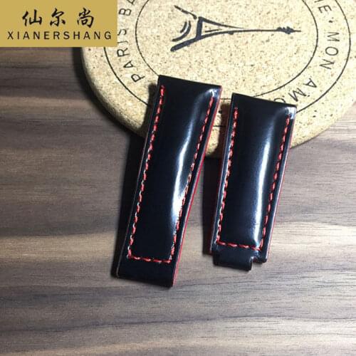New Luxury Cordovan Strap Handmade Genuine Leather Belt Custom DAYTONA Watchbands 20MM Horse Skin Watch Band Goat Skin Straps 19
