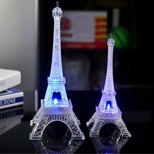 Romantic France Mini Eiffels Tower LED Color Changing Night Light Home Bedroom Party Lamp Decor Home Decor Christmas Gifts