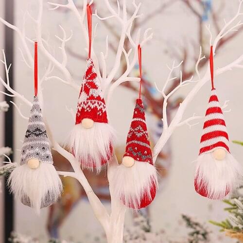 Christmas Swedish Gnome Santa Doll Ornaments Hanging Xmas Tree