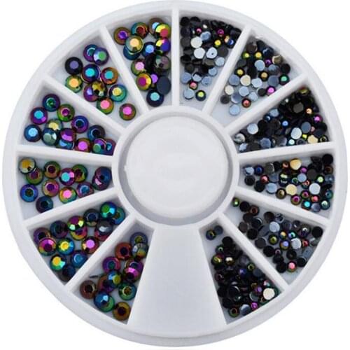 DIY nail art decorations Wheel black AB Acrylic rystal Nail Glitter Nail Rhinestones Nail Wheel Nail Tools Accessories