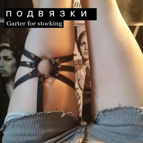 Sexy Faux toys for women leather 2015 Garters Harajuku Women O-ring Metal Punk Goth Multi Color Leg Harness Rivet Garter Belt