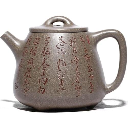 Crab Shell Blue High Stone Scoop Pot Zisha Teapot Yixing Handmade Pot Kung-fu Teaware Purple Clay Drinkware For Puer Green