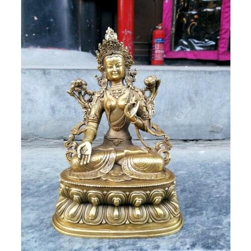 Statues Buddhism Bronze Tara God Buddha Statue 9"