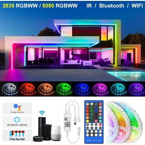 RGBWW Led Strip Lights 2835 5050 RGB LED lights for Room Bluetooth WIFI Alexa Waterproof Warm White Flexible Ribbon Tape Diode