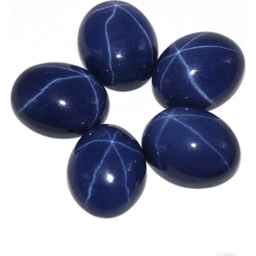 Dark Blue ZhengYong Jewelry 20pcs/lot Star Corundum Sapphires Oval Cabochon Gems Stone Wholesale