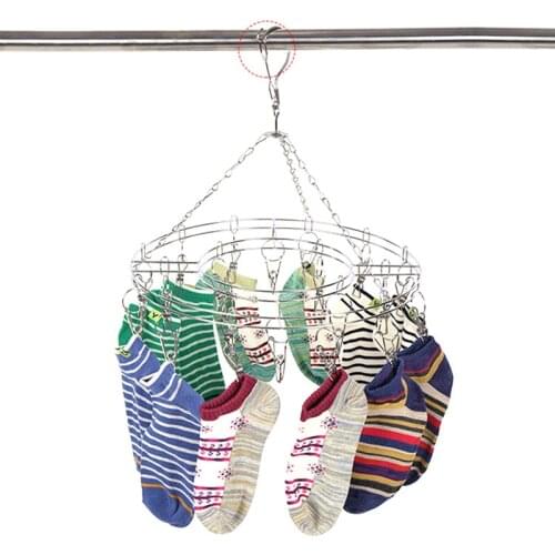 Clothes Rack Stainless Steel Hangers For Underwear Windproof Multifunctional Sock Drying Rack Home Accessories Clothes Horse