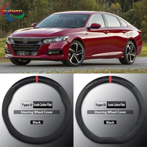 Four Seasons Universal Non-Slip Carbon Fiber Suede Steering Wheel Cover For Honda Accord Car Interior Accessories