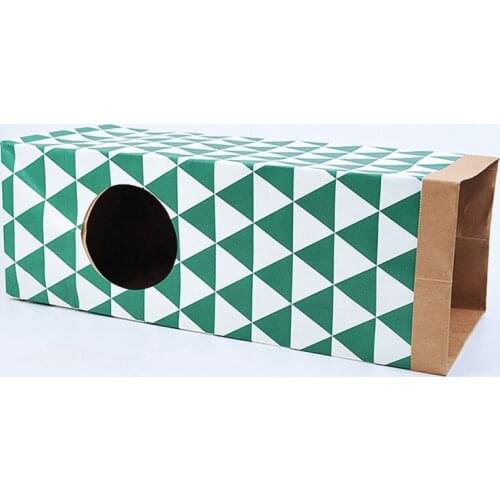 Funny Cat Tunnel Toy Foldable Kraft Paper Tunnel Cave Hide and Seek Toys for Cats Interactive Cat Toys Pet Supplies