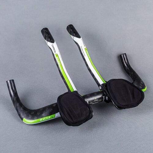 FCFB Green 12k Carbon Carbon Aero Bars Road Bike Bicycle TT Handlebar Bar Ends Rest Handlebars Triathlon Bicycle Extender