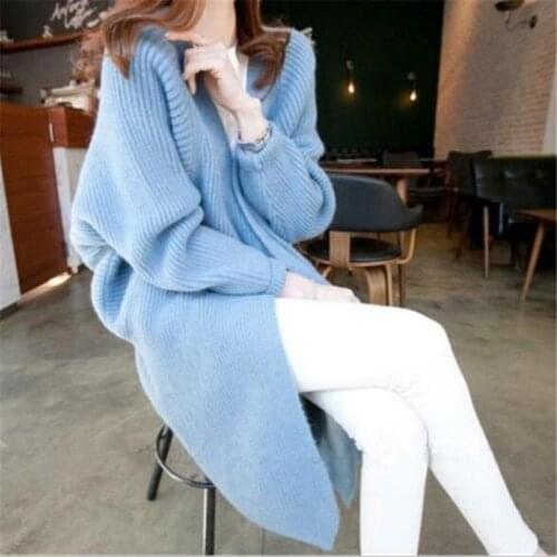 2021 Long Cardigan Women Sweater Autumn Winter Bat Sleeve Knitted Sweater Plus Size Jacket Loose Ladies Sweaters Cardigans