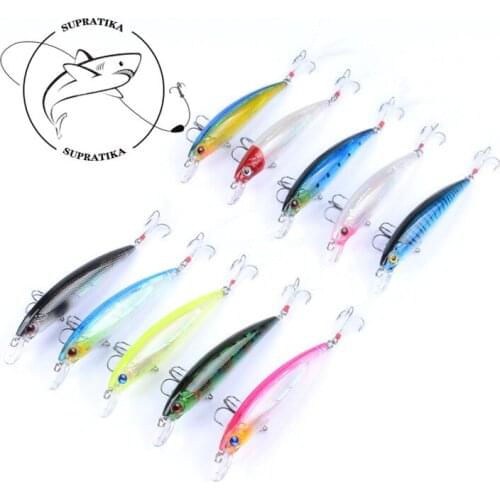 10Pcs/lot 11cm 13.4g Isca Artificial Minnow Wobblers Fishing Lure Bait With 2 Treble Hooks For Sea Fishing Tackle Pesca Jigging