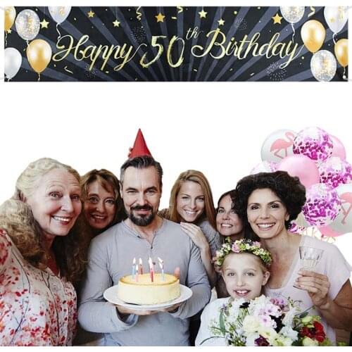 180cm 30/40/50/60th Birthday Background Golden Glitter Banner Birthday Party Decoration Adult 30th Anniversary Happy Birthday