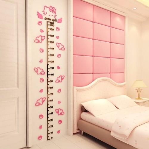 3D Hellokitty Height Wall Stickers Baby Girl Girl Heart Room Decoration Kindergarten Children Height Posts