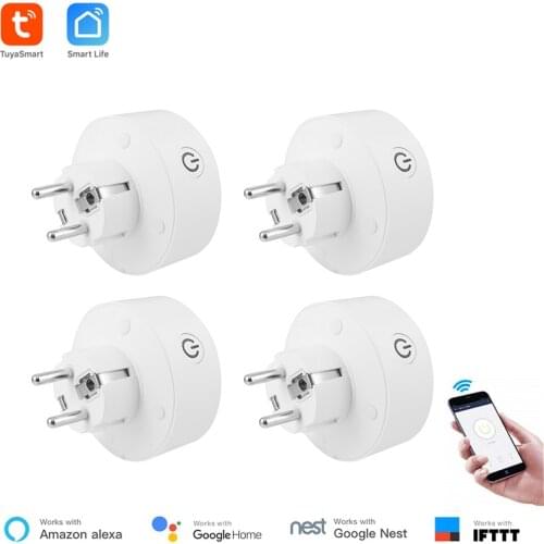 4 pieces EU Smart Socket 220V WiFi Remote Control Sokcet Work With Alexa Voice Control Via Alexa Google Home Power Monitor