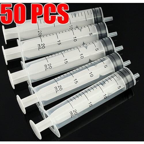 50Pcs Plastic Syringe New Measuring Syringe 20ml Plastic Syringe Disposable Measuring Nutrient Hydroponics Mixture Ink Cartridge