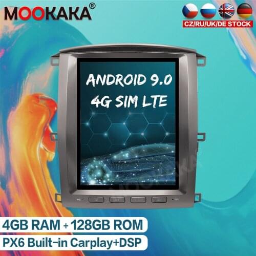 Android 9.0 4+128GB PX6 Tesla Style Car Radio Multimedia Player For Lexus LX470 2002 - 2007 GPS Navigation Head Unit Auto Stereo