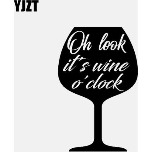 YJZT 8.9CM*13.8CM Vinyl Decal Car Stickers Oh look its wine clock Black/Silver C3-1134