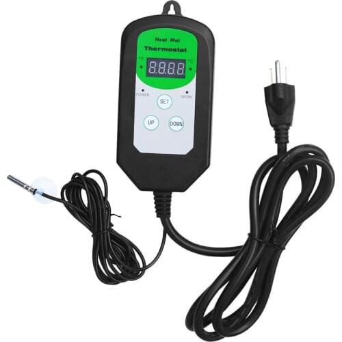Digital Heat Mat Thermostat Controller 40 – 108 Degree Fahrenheit Black Plastic Digital Thermostat