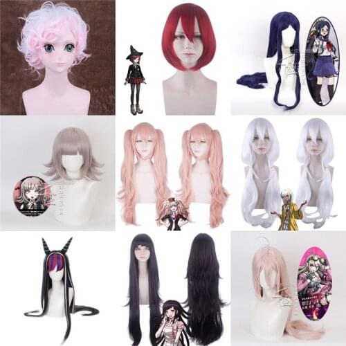 Danganronpa: Trigger Happy Havoc Cosplay Wigs Playing Color Hair Halloween 1:1 Wigs Akamatsu Kaede Dangan Ronpa Nanami ChiaKi