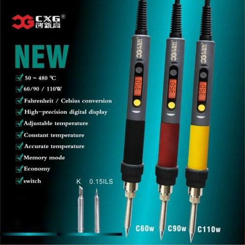 Electric soldering iron C60W C90W C110W CXG LCD adjustable temperature EU plug soldering station heating pencil soldering iron