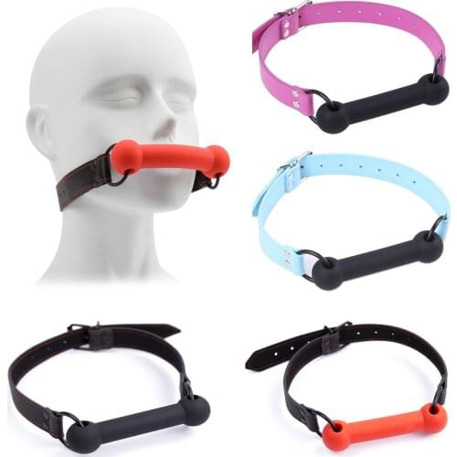 Erotic Toys PU+silicone Leather Mouth Gag Silicone Bite Gag Dog Bone Ball Fetish BDSM Bondage Restraints Sex Toys for Couples