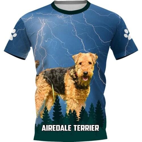 CLOOCL Airedale Terrier Dog Men T-shirts Pet Animal 3D Print Men Clothing Women T Shirts Unisex Casual Streetwear