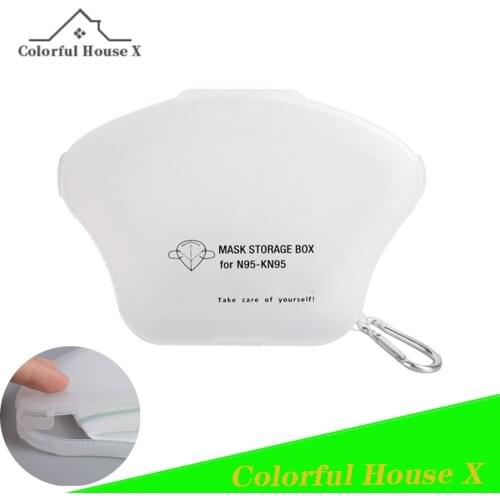 Carabiner KN95 Mask Box Plastic Color Mask Storage Case PP Transparent Dustproof Portable Mask Storage Box Seal Protection Green