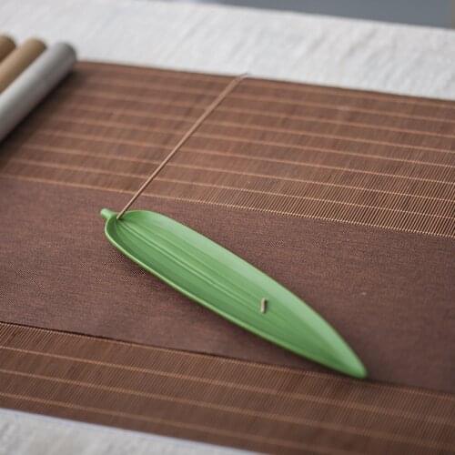 Ceramic Bamboo Leaf Incense Holder Bamboo Incense Burner Incense Burner Handmade Creative Incense Burner Incense Craft Incens