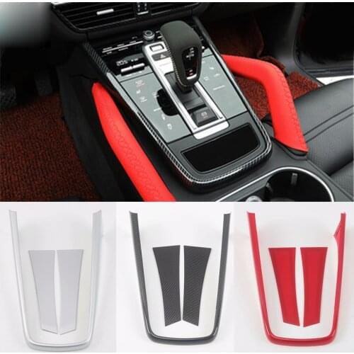 ABS Red Carbon Fiber Grain Gear Panel Decoration Cover for 2018 2019 2020 Porsche Cayenne 9YA Car Accessories