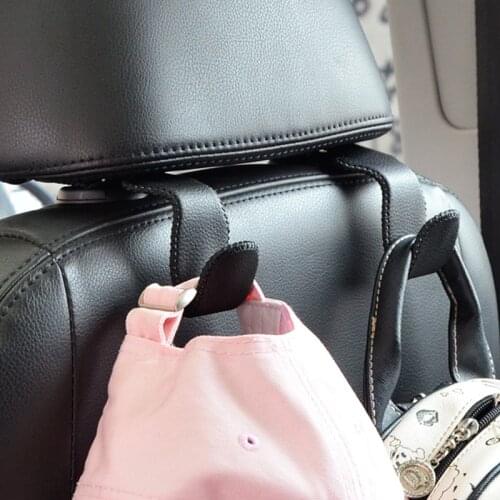 2 pcs leather wrap Metal Car Seat Headrest Hooks Hanger Bag Holder for Bag Purse Cloth Grocery Storage Fastener Clip Organizer