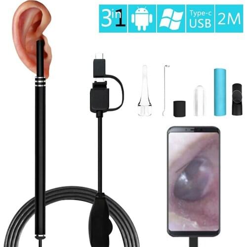 Medical In Ear Cleaning Endoscope Spoon Mini Camera Ear Picker Ear Wax Removal Visual Ear Mouth Nose Otoscope VECT-01