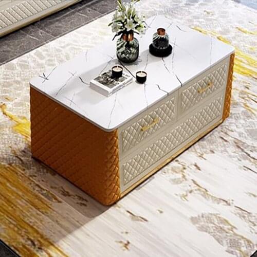 Marble coffee table light luxury modern minimalist high-end living room TV cabinet combination Italian postmodern designer