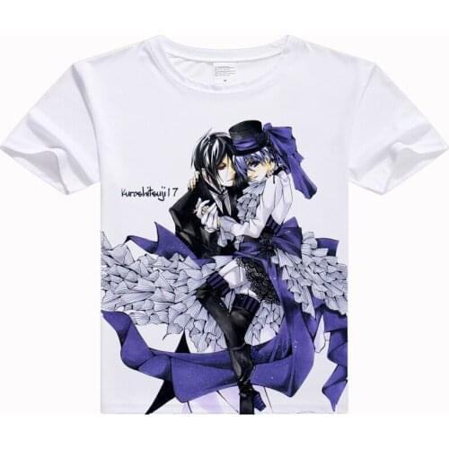 Kuroshitsuji Mens women T-shirt Anime Black Butler cosplay Short Sleeve Shirt Size