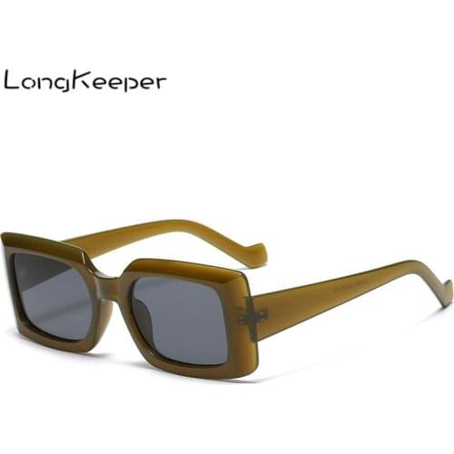 Luxury Brand Small Rectangle Sunglasses Women Vintage Thick Frame Sun Glasses Female Black Green Eyewear UV400 zonnebril dames