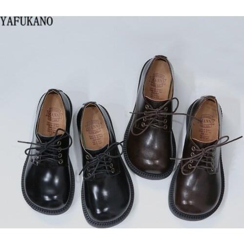 Japanese Retro Genuine Leather Round Toe Flat Single Shoes Classic British Style Cute Soft Girl Jk All-Match Small Leather Shoes