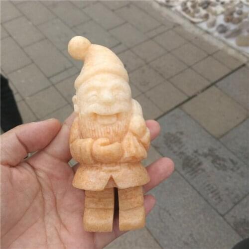 Wholesale Hand Carved Yellow Jade/White jade Crystal Santa Claus For Christmas Gifts