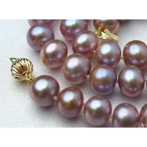 Jewelry Pearl Necklace Hot sale new Style >>>>>7-8mm Pink Purple Akoya Cultured Pearl Necklace 17" Free Shipping