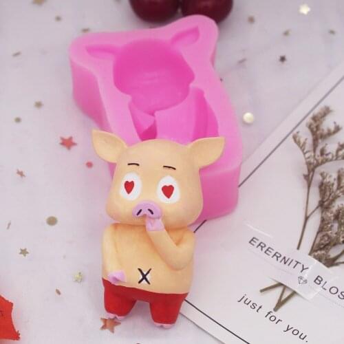 P975 cartoon pig mouth pig mould car air outlet aromatherapy plaster spread stone air clip silicone mold kitcthen tools