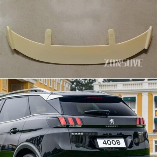 Use For 2016-2019 Peugeot 4008 Spoiler ABS Plastic Carbon Fiber Look Hatchback SUV Roof Rear Wing Body Kit Accessories