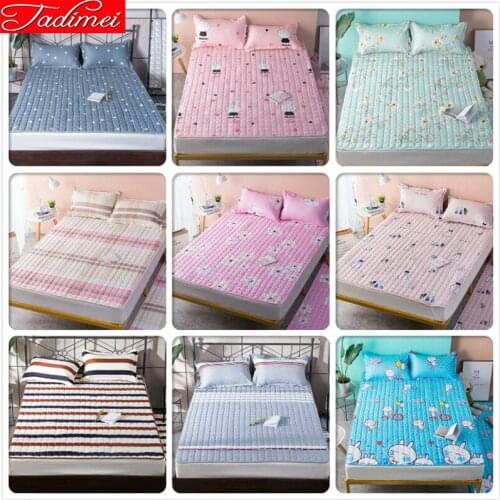 Adult Kid Child Bed Cover Bedspread Soft Quilted Mattress Topper Skid Resistance Winter Coverlet Single Double Queen King Size