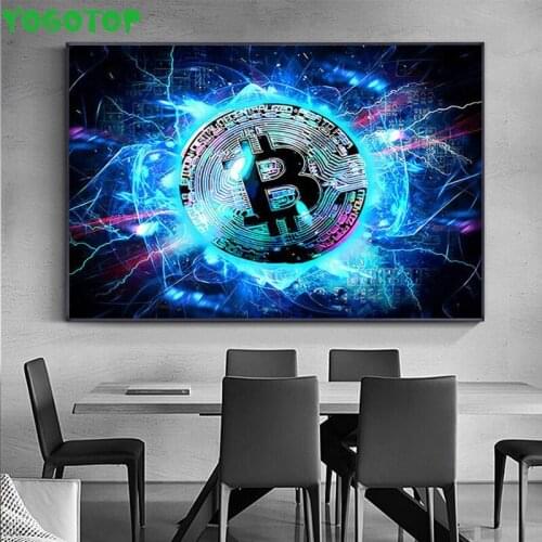 Full Square round drill Diy Diamond painting Abstract Bitcoin Diamond embroidery Cross stitch Handmade Decor YY5280