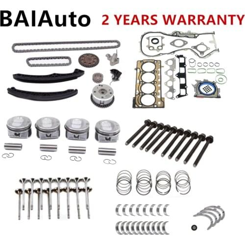 1.4T Engine Timing Chain Cylinder Head Gasket Piston Rings Set For Audi A1 A3 VW Tiguan Jetta Golf Eos CC 03C109158A 03C103383R