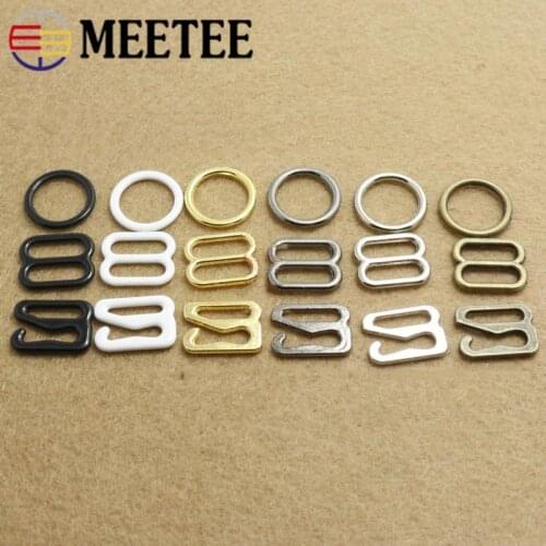 Meetee 150pcs 0.6-2.5cm Bikini Connectors Buckle Underwear Adjustment Button Bra Hooks Clasp Plastic Alloy Sewing Supplies DY204