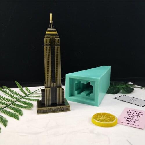 QT0246 PRZY Silicone Mold Tower Candle Molds Gypsum Chocolate Candle Mold Empire State Building Clay Resin Moulds Eco-friendly