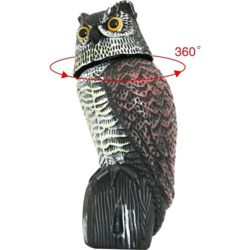 Yard Bird Scarer Owl 360 Rotating Head Wind Realistic Garden Protection Scarecrow Owl Decoy Fake Pest Control Outdoor Decor
