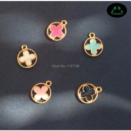 Clover Charm Gold Charm Enamel Cross Charms Pendant for Jewelry Making 10pcs 15mm Gold Charm Clover Charms for kids diy Charms