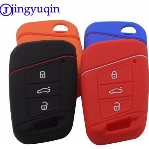 Remote 3 BTNS Silicone Car Key Fob Bag Cover Case For Volkswagen Magotan Passat B8 TIGUAN For Skoda Superb A7 Smart Protector