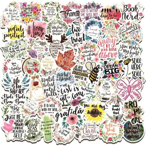 50pcs Colorful Motivational Phrases Sticker Inspirational Life Quotes DIY Laptop Phone Study Room Scrapbooking Graffiti Decal